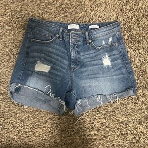 Blue Denim Distressed Women Shorts